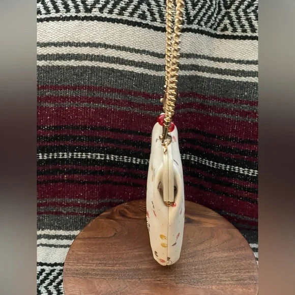 Coach Nora White Leather Cherry Kisslock Frame Crossbody - Picture 10 of 14